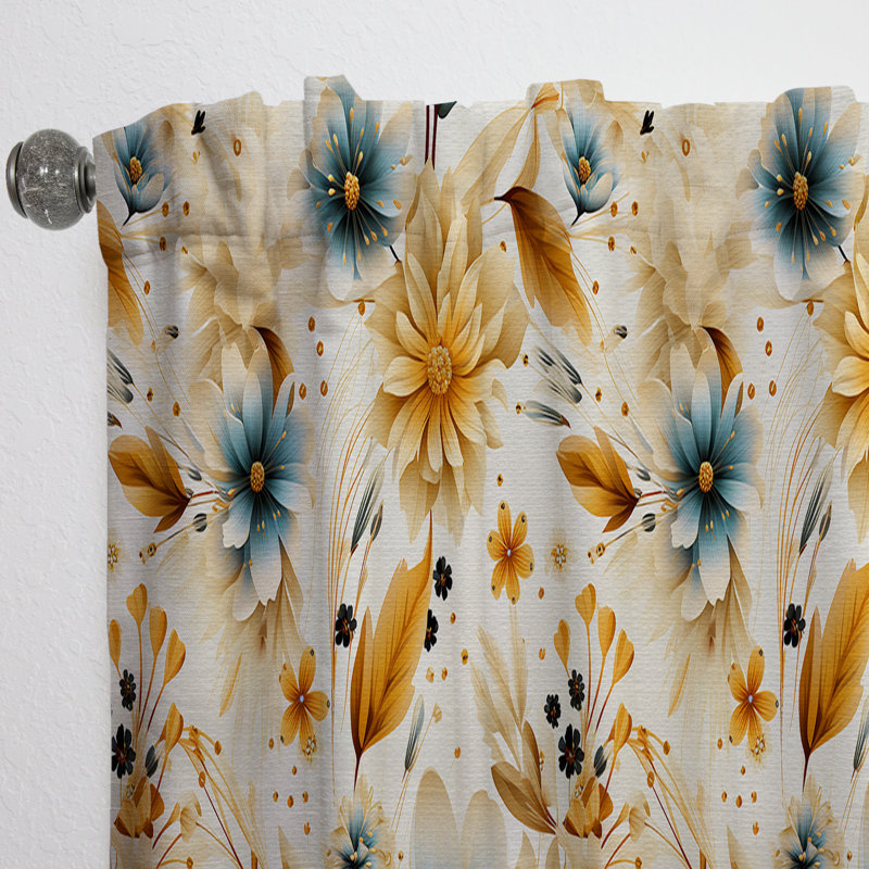 Motif bohème Earthy Elegance - panneaux de rideaux à motif floral, L 52 po x L 63 po