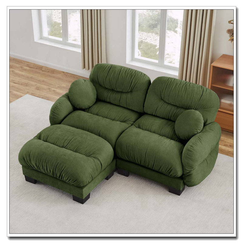 Canapé modulaire confortable en tissu de chenille plissé avec mousse ergonomique haute densité mer