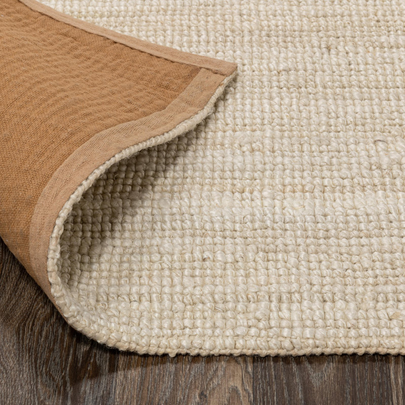 Mini Boucle Handwoven Jute Area Rug, Rectangle 2' x 3', Ivory