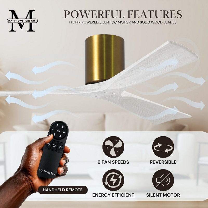 Irene Ceiling Fan, Brushed Brass, Matte White, 72"