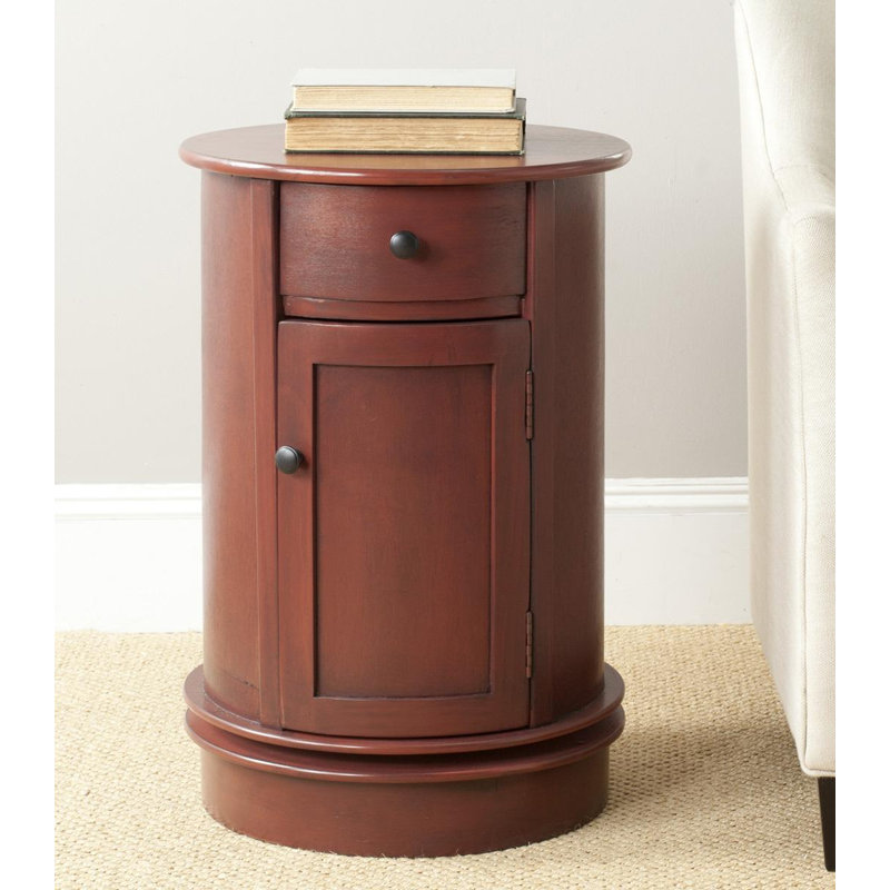 Stylish Swivel Accent Table - Farmhouse Storage Cabinet with 1 Drawer 2 Shelves Door for Living Room, Red