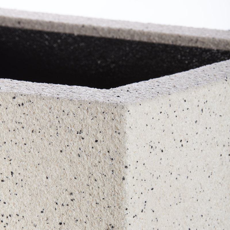Grande boîte à fleurs carrée d'extérieur légère 16 po x 16 po x 36 po Gita, Granit blanc