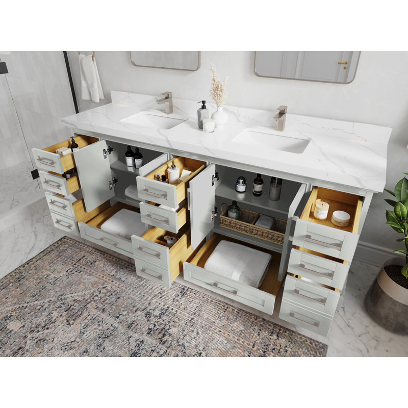 Ensemble de meuble-lavabo double 84 po, Blanc