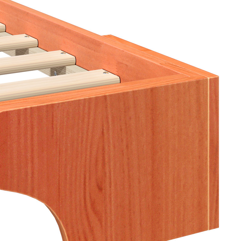 Floor Bed Frame With Storage Wood, 147cm x 217cm, Wax Brown