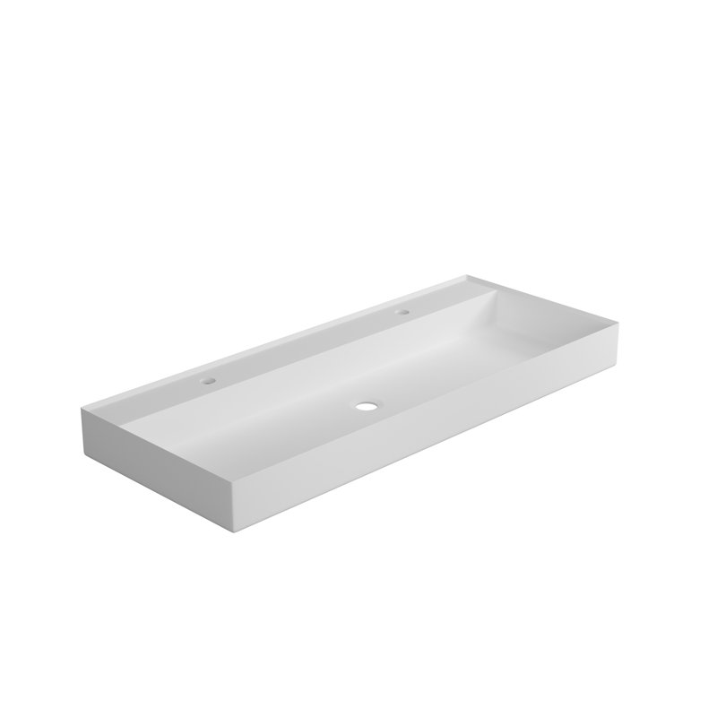 Bathroom Vanity Basin Of Stone Resin Solid Surface, Matte White Finish, 47.56 In Depth, 19.1 Width, 4.79 Height, 54.82 Lb, Functional Any Space, Stain - , Versatile Installation, Clean Lined Design,