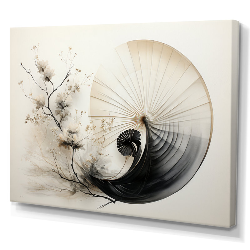 Asian Art Seashell Sumi VI, reproduction d'art sur toile, H 34 po x l 44 po x P 1,5 po, Toile tendue