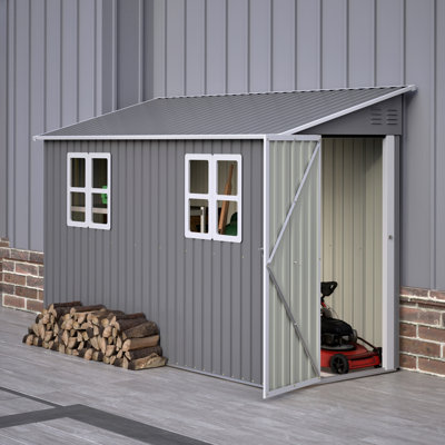 Remise de rangement extérieure en métal 4 pi x 10 pi Asa avec structure de plancher, fenêtres ventilées et porte verrouillable