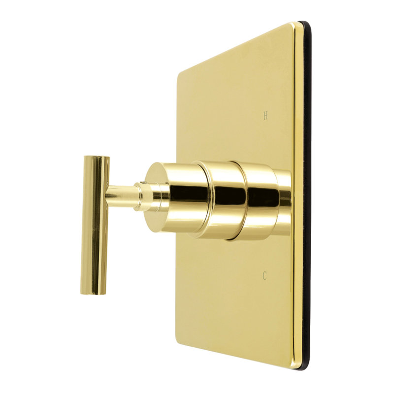 Kingston Brass Manhattan Single-Handle Pressure Balanced Tub and Shower Faucet Valve and Trim Kit, Polished Brass