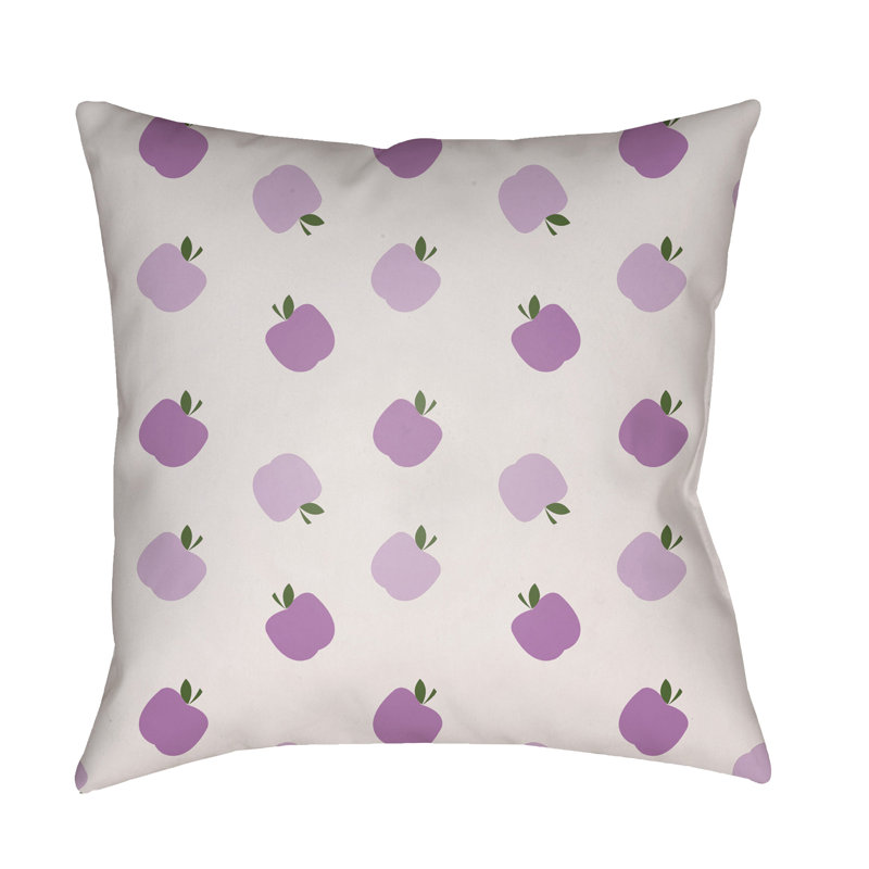 Apples Indoor/Outdoor Throw Pillow, 18" H x 18" W x 1" D, Purple