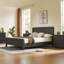 Lit plateforme King en bois brun avec tête et pied de lit courbés et cannelés-1671306956-1671306546