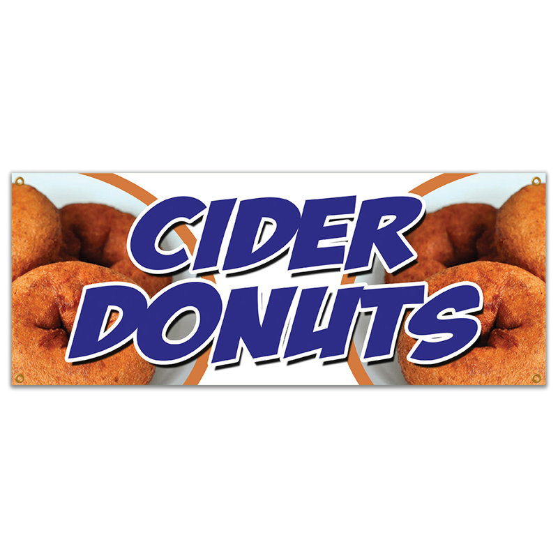 Signe de bannière de cidre et de beignes chaud
