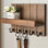 Porte-clés rustique mural avec tablette et organisateur de courrier, porte-clés en bois pour hall d'entrée avec 5 crochets pour le salon, le couloir, le vestibule