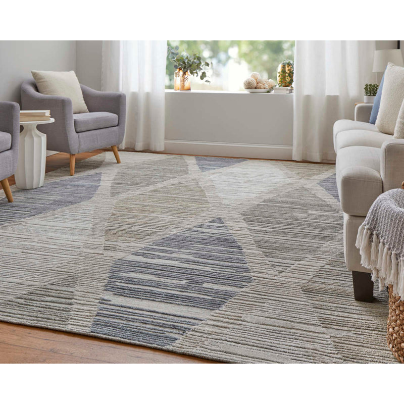 Elias Modern Diamond Ivory Area Rug, Rectangle 3'6" x 5'6"