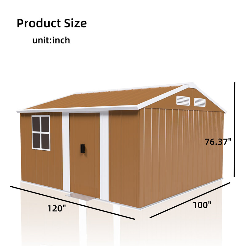 Remise de rangement en métal robuste de 12 pi x 10 pi avec fenêtres, porte verrouillable et ventilation - Remises de jardin d'extérieur résistantes aux intempéries