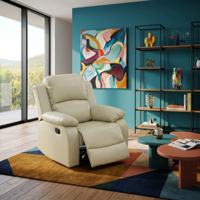 Fauteuil recling manuel beige en cuir végétalien