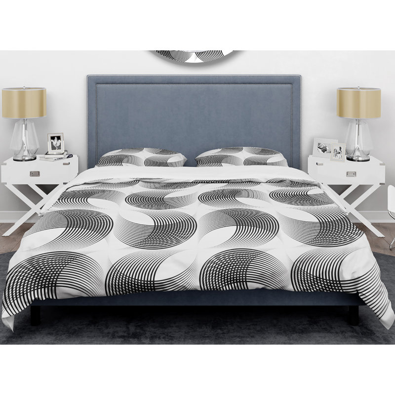 Ensemble de housse de couette monochrome Mid-Century, Housse simple + 1 taie décorative