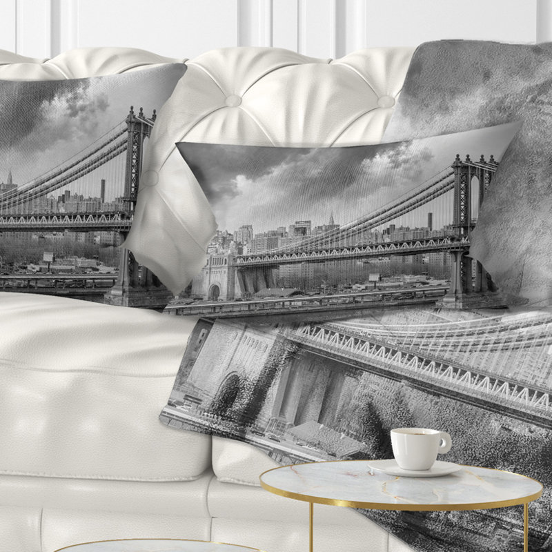Coussin gris Manhattan, 12 po x 20 po, Coussin lombaire