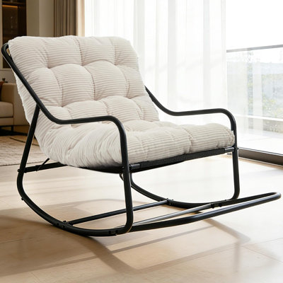 Chaise berçante d'extérieur pour patio avec coussin amovible et repose-pieds