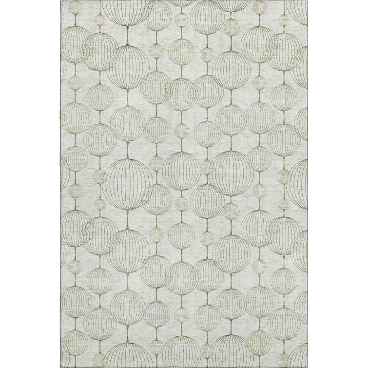 Premium Machine Washable Prisco Green Rug