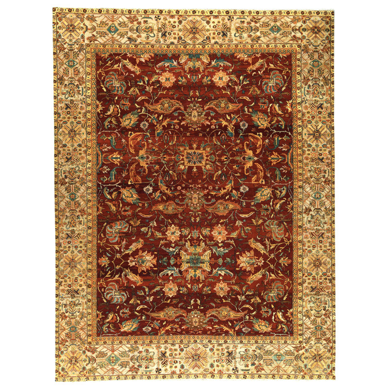 Tapis rectangulaire en laine noué à la main
