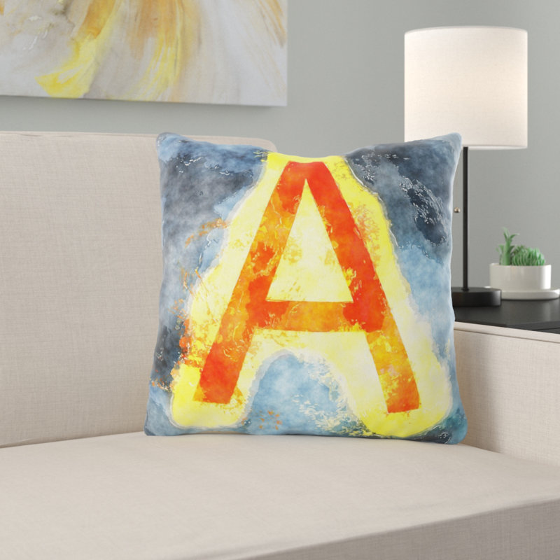 Coussin décoratif à lettres Oriana, Microsuède, Intérieur