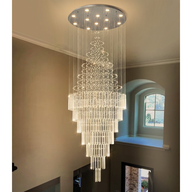 Glam Crystal Chandelier With Led Dimmable Bulbs, Silver