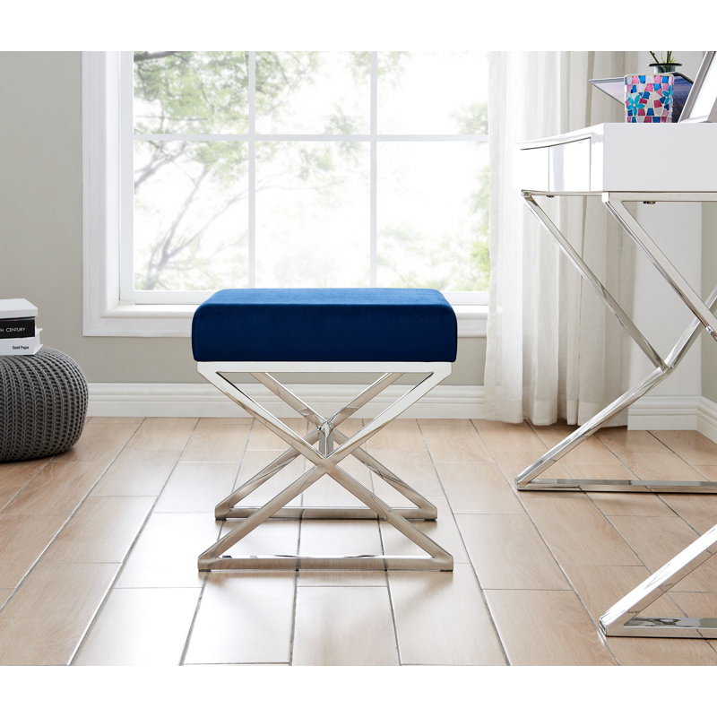 Jovie 46Cm Tall Metal Stool, Silver, Blue