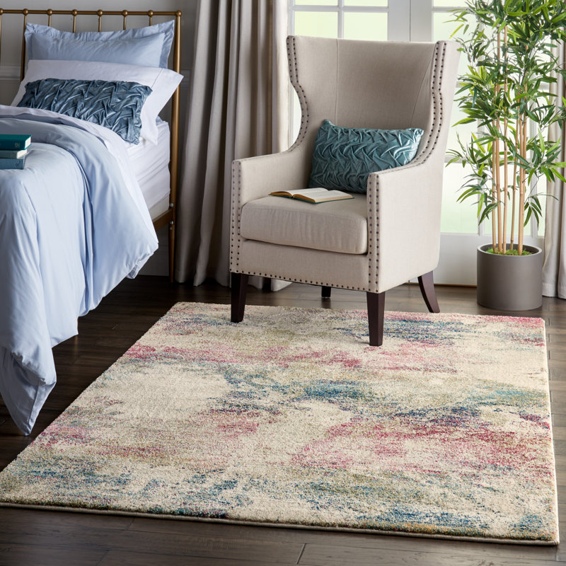 Tapis crème / rouge / bleu Dreya, Rectangle 5 pi 3 po x 7 pi 3 po
