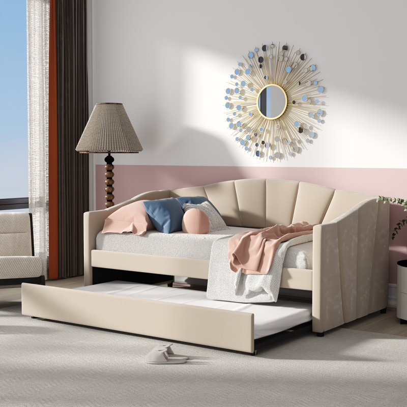 Lit plateforme tapissier Tyrence, Beige