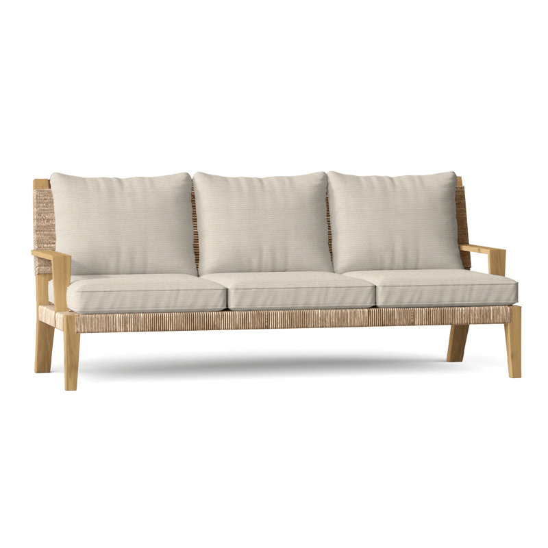 Hadley Outdoor 3 - Seat Patio Sofa, Hadley Natural Rope, Canvas Rain