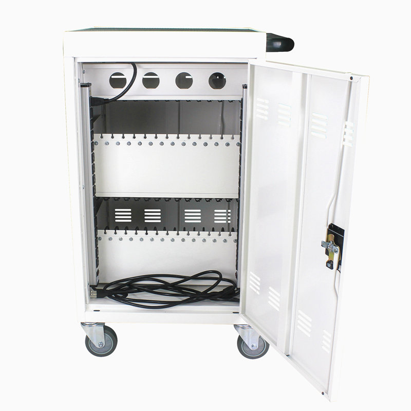 Mobile Charging Cart And Cabinet For Tablets Laptops 35-Device (B30PLUS), White