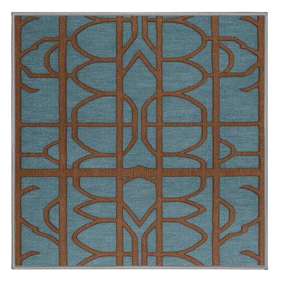 Machine Washable Trellis Green Area Rug