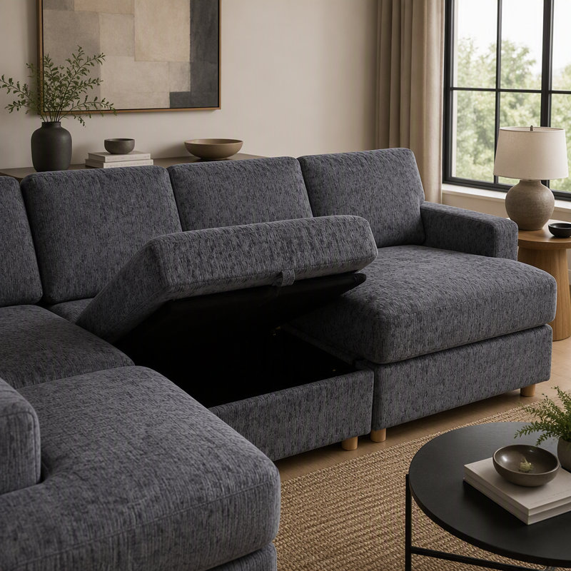 Canapé modulaire modulaire, canapé convertible avec rangement, ensemble de canapé pliant multifonctionnel en tissu, canapé 8 places (gris)