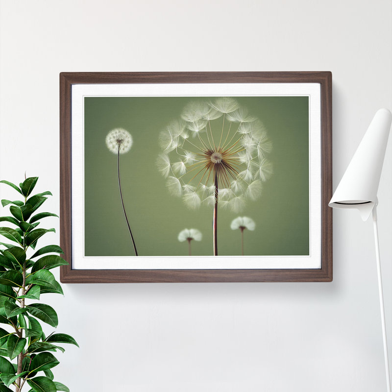 XH1022-9684X Vivacious Dandelion Flowers 1 Piece Single Picture Frame Wall Art, 34cm H x 46cm W, Walnut