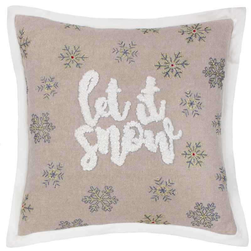 Winter Let It Snow Grey Square Cushion