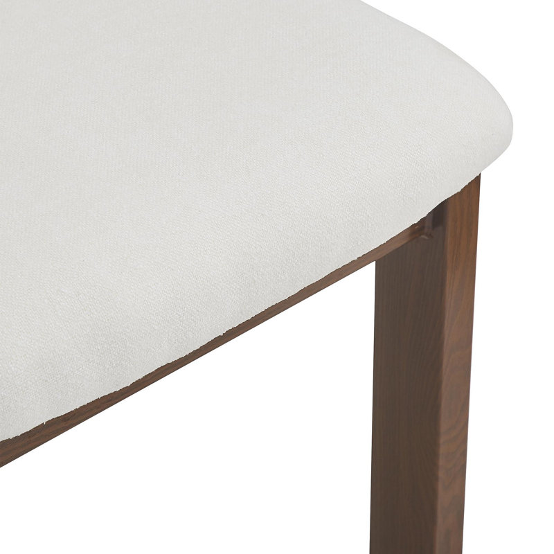 Upholstered Armless Dining Chairs With Metal Legs (Set Of 2), White/Dark Brown