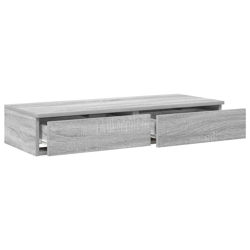 Bed Drawers - Made From Engineered Wood, Grey Sonoma, 16.5 H x 80 L x 36.5 W cm