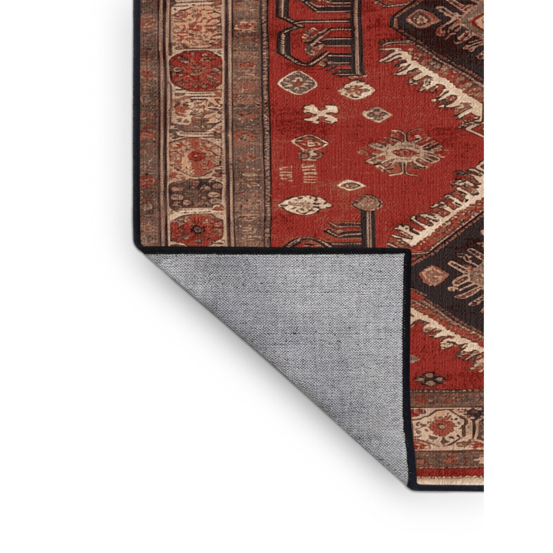 Machine Washable Turkish Brown Area Rug, Carré 4 pi