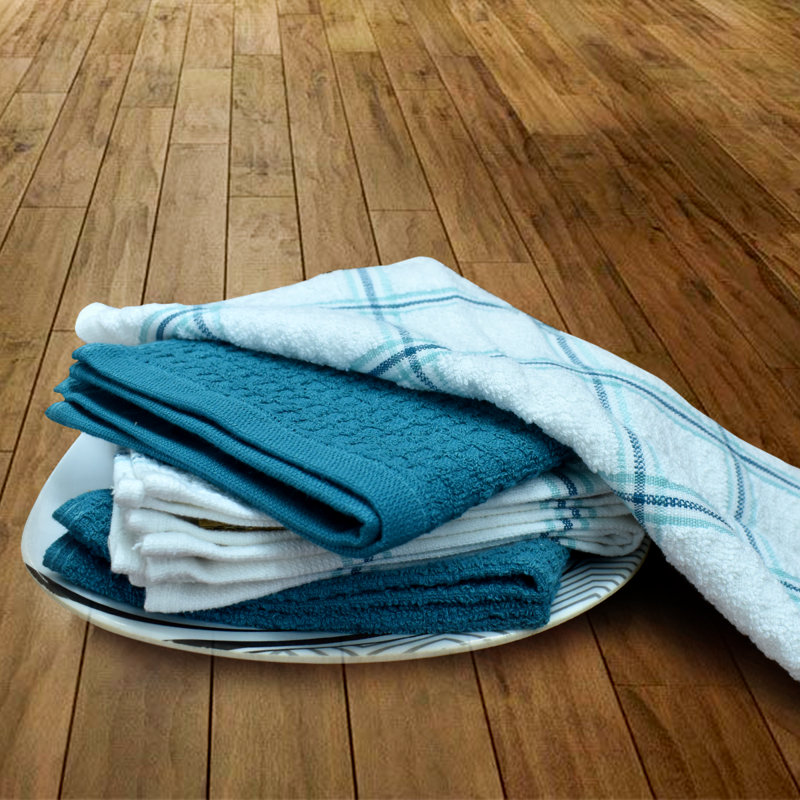 Stripe Waffle Texture Dish Cloth Kitchen Towel, Teal