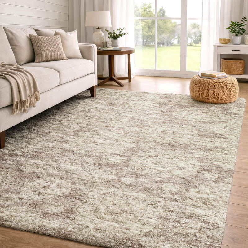 Tapis à poil long de qualité supérieure lavable à la machine ADS634, Mocha, 10' x 14'