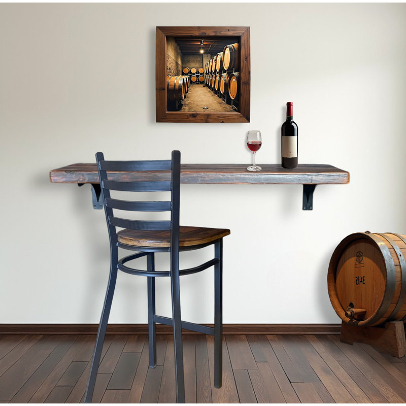 Rustic Timber Floating Bar, 9" H x 72" W x 15" D