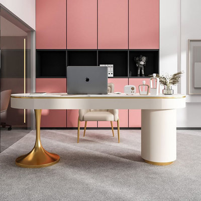 Bureau double caisson en pierre avec tiroirs