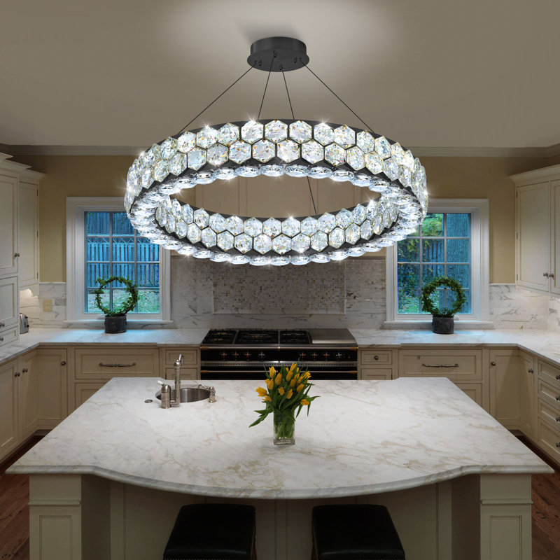 Lustre en cristal Modern, 51 W, H 118 po x l 23,6 po x P 23,6 po, 4080 lumens