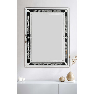 European Elegance Black Venetian Glass Wall Mirror