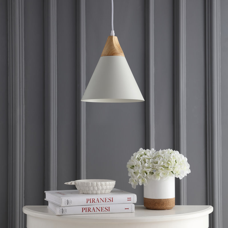 Luminaire suspendu conique simple 1 lumière Bova, Blanc