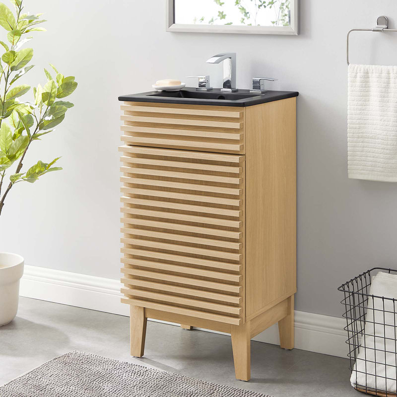 Modway Render 18" Bathroom Vanity, Oak/Black