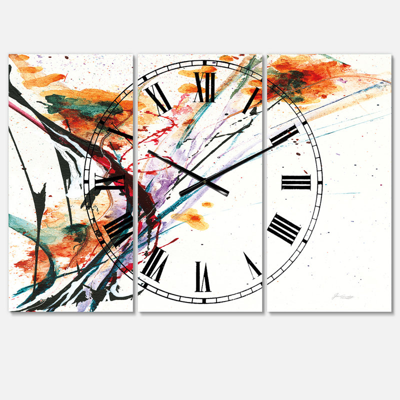 Abstract Handpainted Orange Flowers - Traditional wall clock