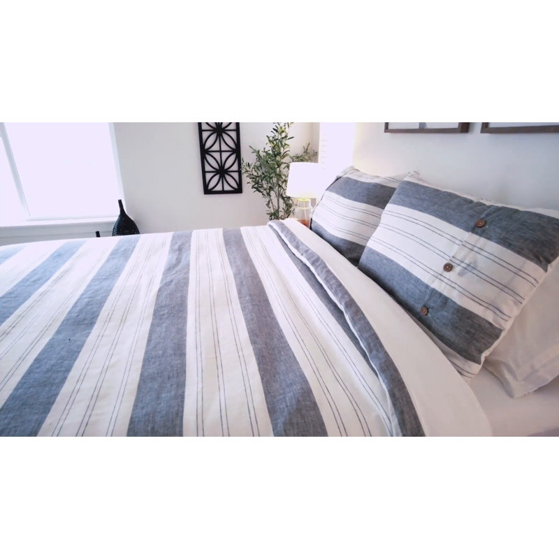 Ella Jayne White and Blue Cotton King Duvet Cover Set