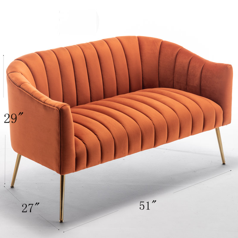 Mossley 51'' Velvet Loveseat, Orange