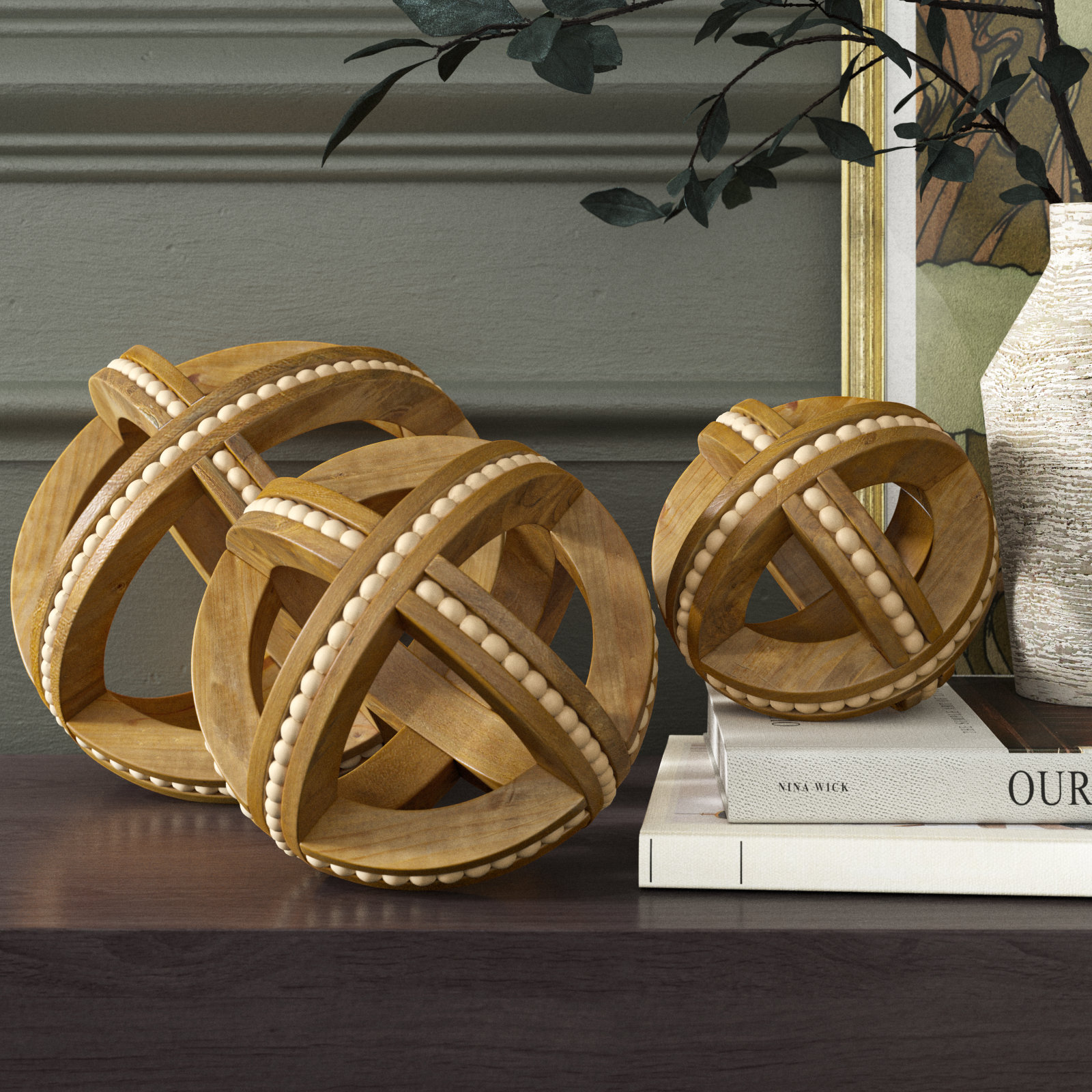 Nick 3-Piece Sculpture, Brown